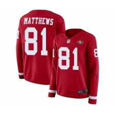 Women's San Francisco 49ers #81 Jordan Matthews Limited Red Therma Long Sleeve Football Jersey