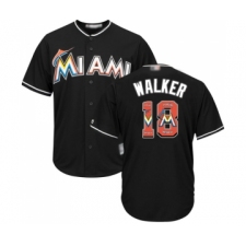 Men's Miami Marlins #18 Neil Walker Authentic Black Team Logo Fashion Cool Base Baseball Jersey