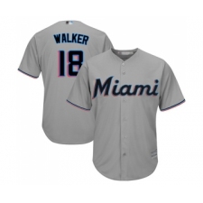 Men's Miami Marlins #18 Neil Walker Replica Grey Road Cool Base Baseball Jersey