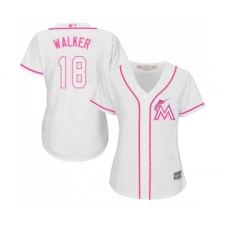 Women's Miami Marlins #18 Neil Walker Replica White Fashion Cool Base Baseball Jersey