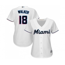 Women's Miami Marlins #18 Neil Walker Replica White Home Cool Base Baseball Jersey