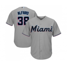 Men's Miami Marlins #38 Jorge Alfaro Replica Grey Road Cool Base Baseball Jersey