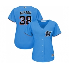 Women's Miami Marlins #38 Jorge Alfaro Replica Blue Alternate 1 Cool Base Baseball Jersey