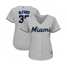 Women's Miami Marlins #38 Jorge Alfaro Replica Grey Road Cool Base Baseball Jersey