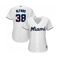 Women's Miami Marlins #38 Jorge Alfaro Replica White Home Cool Base Baseball Jersey