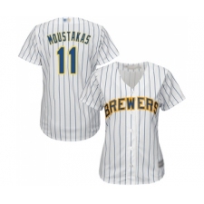 Women's Milwaukee Brewers #11 Mike Moustakas Replica White Home Cool Base Baseball Jersey