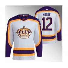 Men's Los Angeles Kings #12 Trevor Moore White 2022 Reverse Retro Stitched Jersey