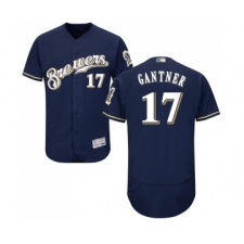 Men's Milwaukee Brewers #17 Jim Gantner Navy Blue Alternate Flex Base Authentic Collection Baseball Jersey