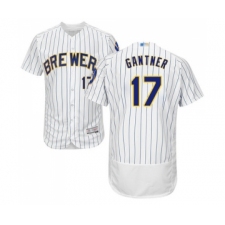 Men's Milwaukee Brewers #17 Jim Gantner White Home Flex Base Authentic Collection Baseball Jersey