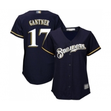Women's Milwaukee Brewers #17 Jim Gantner Replica Navy Blue Alternate Cool Base Baseball Jersey
