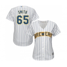 Women's Milwaukee Brewers #65 Burch Smith Replica White Home Cool Base Baseball Jersey