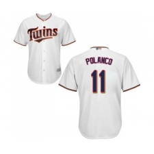 Men's Minnesota Twins #11 Jorge Polanco Replica White Home Cool Base Baseball Jersey