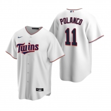 Men's Nike Minnesota Twins #11 Jorge Polanco White Home Stitched Baseball Jersey