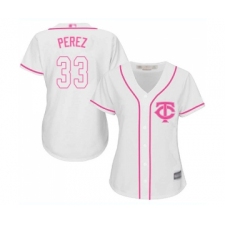 Women's Minnesota Twins #33 Martin Perez Replica White Fashion Cool Base Baseball Jersey