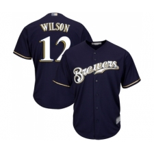 Men's Milwaukee Brewers #12 Alex Wilson Replica Navy Blue Alternate Cool Base Baseball Jersey
