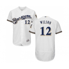 Men's Milwaukee Brewers #12 Alex Wilson White Alternate Flex Base Authentic Collection Baseball Jersey