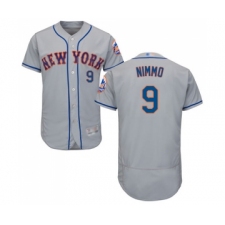 Men's New York Mets #9 Brandon Nimmo Grey Road Flex Base Authentic Collection Baseball Jersey