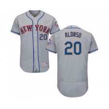 Men's New York Mets #20 Pete Alonso Grey Road Flex Base Authentic Collection Baseball Jersey