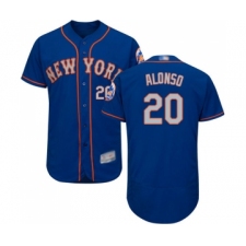 Men's New York Mets #20 Pete Alonso Royal Gray Alternate Flex Base Authentic Collection Baseball Jersey