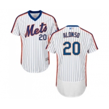 Men's New York Mets #20 Pete Alonso White Alternate Flex Base Authentic Collection Baseball Jersey