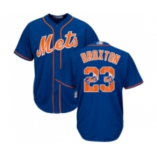 Men's New York Mets #23 Keon Broxton Authentic Royal Blue Team Logo Fashion Cool Base Baseball Jersey