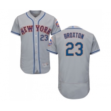 Men's New York Mets #23 Keon Broxton Grey Road Flex Base Authentic Collection Baseball Jersey