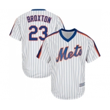 Men's New York Mets #23 Keon Broxton Replica White Alternate Cool Base Baseball Jersey