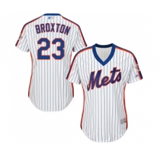 Women's New York Mets #23 Keon Broxton Authentic White Alternate Cool Base Baseball Jersey