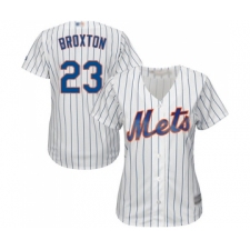 Women's New York Mets #23 Keon Broxton Authentic White Home Cool Base Baseball Jersey