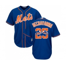 Men's New York Mets #25 Adeiny Hechavarria Authentic Royal Blue Team Logo Fashion Cool Base Baseball Jersey