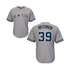 Men's New York Yankees #39 Drew Hutchison Replica Grey Road Baseball Jersey