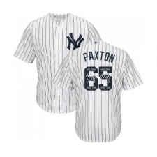 Men's New York Yankees #65 James Paxton Authentic White Team Logo Fashion Baseball Jersey