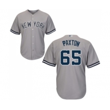 Men's New York Yankees #65 James Paxton Replica Grey Road Baseball Jersey