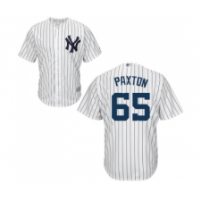 Men's New York Yankees #65 James Paxton Replica White Home Baseball Jersey