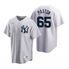 Men's Nike New York Yankees #65 James Paxton White Cooperstown Collection Home Stitched Baseball Jersey
