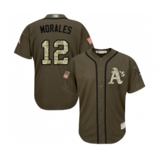Men's Oakland Athletics #12 Kendrys Morales Authentic Green Salute to Service Baseball Jersey
