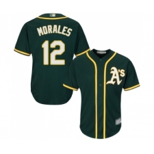 Men's Oakland Athletics #12 Kendrys Morales Replica Green Alternate 1 Cool Base Baseball Jersey