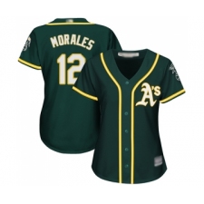 Women's Oakland Athletics #12 Kendrys Morales Replica Green Alternate 1 Cool Base Baseball Jersey
