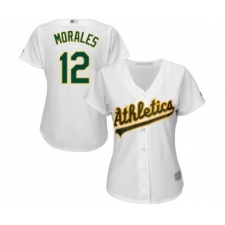 Women's Oakland Athletics #12 Kendrys Morales Replica White Home Cool Base Baseball Jersey