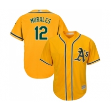 Youth Oakland Athletics #12 Kendrys Morales Replica Gold Alternate 2 Cool Base Baseball Jersey