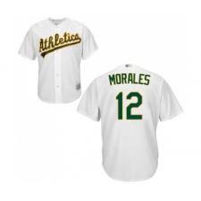 Youth Oakland Athletics #12 Kendrys Morales Replica White Home Cool Base Baseball Jersey