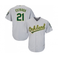Men's Oakland Athletics #21 Marco Estrada Replica Grey Road Cool Base Baseball Jersey