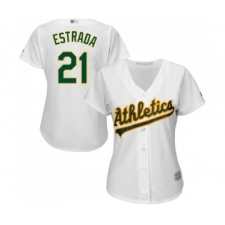 Women's Oakland Athletics #21 Marco Estrada Replica White Home Cool Base Baseball Jersey