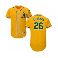 Men's Oakland Athletics #26 Matt Chapman Gold Alternate Flex Base Authentic Collection Baseball Jersey