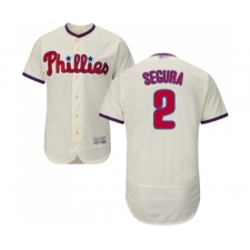 Men's Philadelphia Phillies #2 Jean Segura Cream Alternate Flex Base Authentic Collection Baseball Jersey