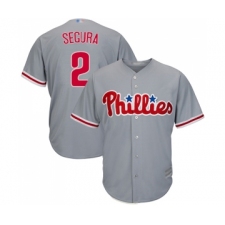 Men's Philadelphia Phillies #2 Jean Segura Replica Grey Road Cool Base Baseball Jersey