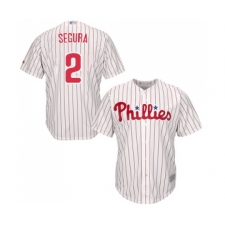 Men's Philadelphia Phillies #2 Jean Segura Replica White Red Strip Home Cool Base Baseball Jersey
