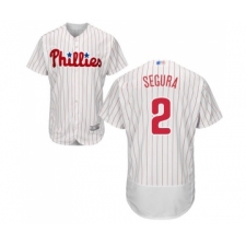 Men's Philadelphia Phillies #2 Jean Segura White Home Flex Base Authentic Collection Baseball Jersey