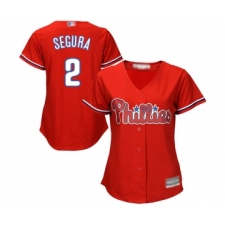 Women's Philadelphia Phillies #2 Jean Segura Replica Red Alternate Cool Base Baseball Jersey