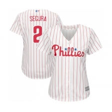 Women's Philadelphia Phillies #2 Jean Segura Replica White Red Strip Home Cool Base Baseball Jersey